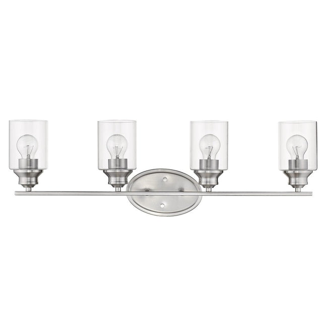 Four Light Silver Wall Light with Clear Glass Shade HomeRoots