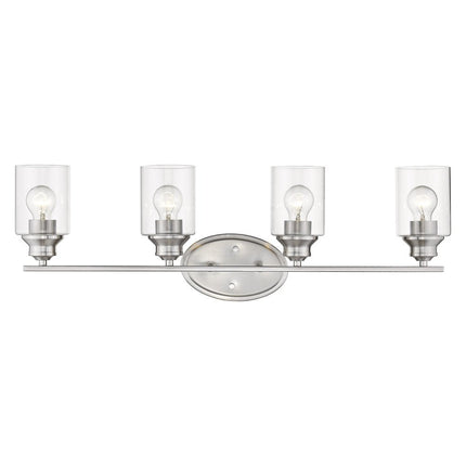 Four Light Silver Wall Light with Clear Glass Shade HomeRoots