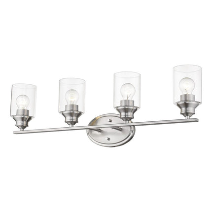 Four Light Silver Wall Light with Clear Glass Shade HomeRoots