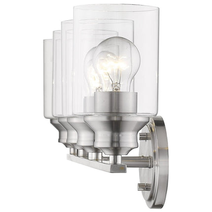 Four Light Silver Wall Light with Clear Glass Shade HomeRoots