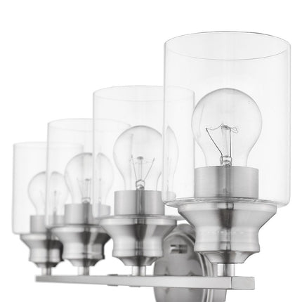 Four Light Silver Wall Light with Clear Glass Shade HomeRoots
