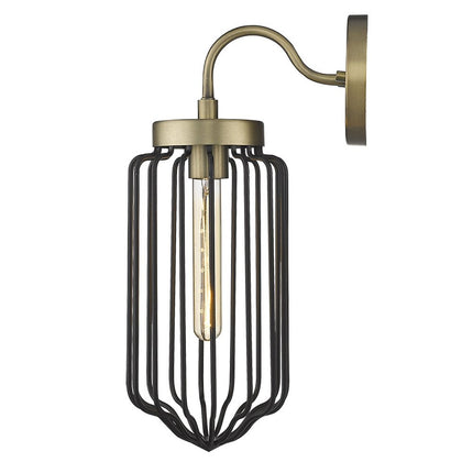Gold and Black Metal Cage Wall Sconce HomeRoots