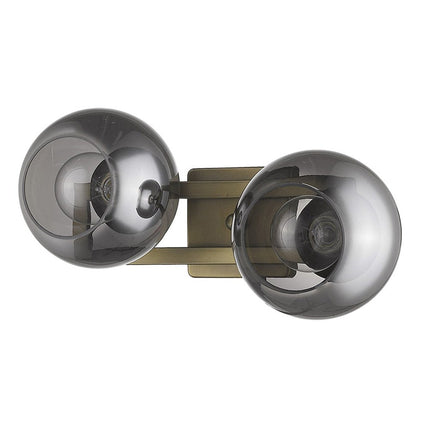 9" Smoky Black And Brass Metal Vanity Flush Mounted Sconce HomeRoots
