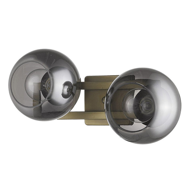 9" Smoky Black And Brass Metal Vanity Flush Mounted Sconce HomeRoots