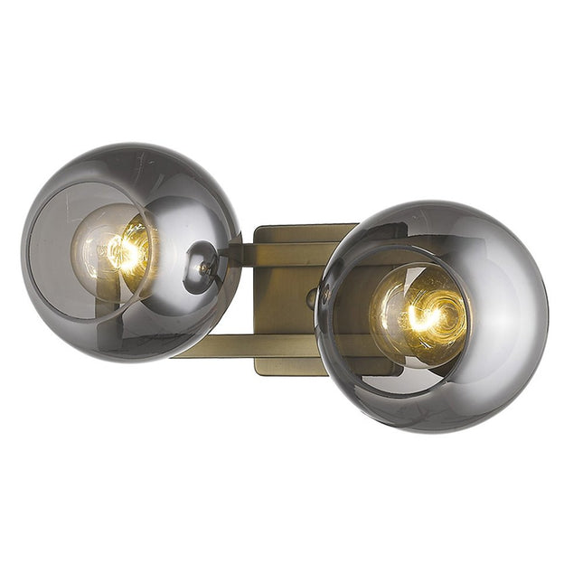 9" Smoky Black And Brass Metal Vanity Flush Mounted Sconce HomeRoots