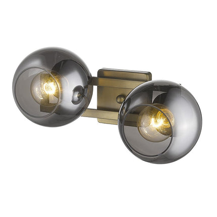 9" Smoky Black And Brass Metal Vanity Flush Mounted Sconce HomeRoots