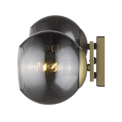 9" Smoky Black And Brass Metal Vanity Flush Mounted Sconce HomeRoots