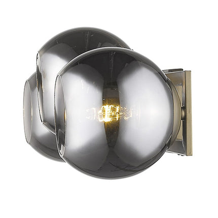 9" Smoky Black And Brass Metal Vanity Flush Mounted Sconce HomeRoots