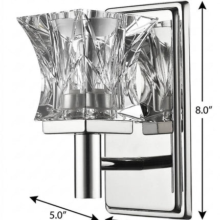Arabella 1-Light Polished Nickel Sconce With Pressed Crystal Shade HomeRoots