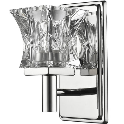 Arabella 1-Light Polished Nickel Sconce With Pressed Crystal Shade HomeRoots