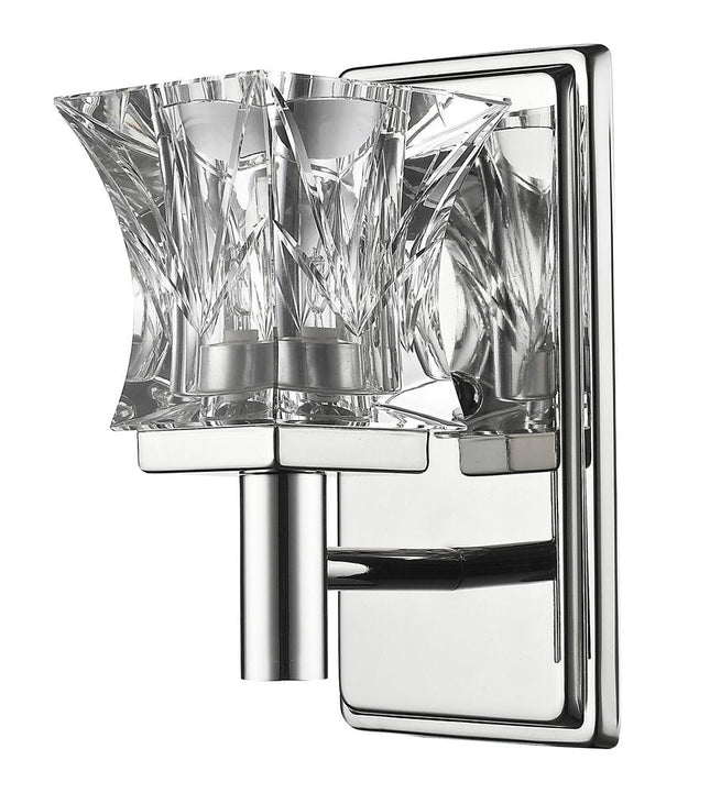 Arabella 1-Light Polished Nickel Sconce With Pressed Crystal Shade HomeRoots