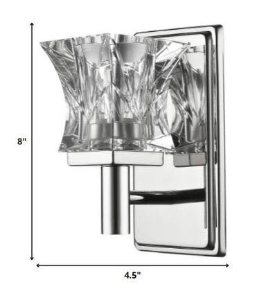 Arabella 1-Light Polished Nickel Sconce With Pressed Crystal Shade HomeRoots