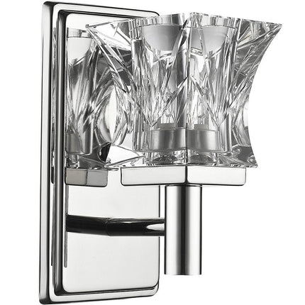 Arabella 1-Light Polished Nickel Sconce With Pressed Crystal Shade HomeRoots