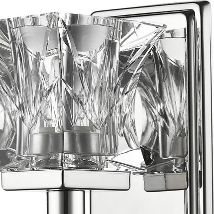 Arabella 1-Light Polished Nickel Sconce With Pressed Crystal Shade HomeRoots