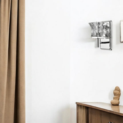 Arabella 1-Light Polished Nickel Sconce With Pressed Crystal Shade HomeRoots
