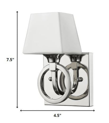 Silver Metal Wall Light with Frosted Glass Shade HomeRoots