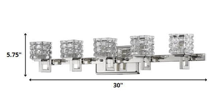 Coralie 5-Light Polished Nickel Sconce With Pressed Crystal Shades HomeRoots