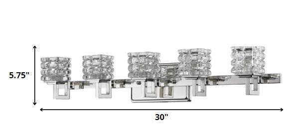 Coralie 5-Light Polished Nickel Sconce With Pressed Crystal Shades HomeRoots