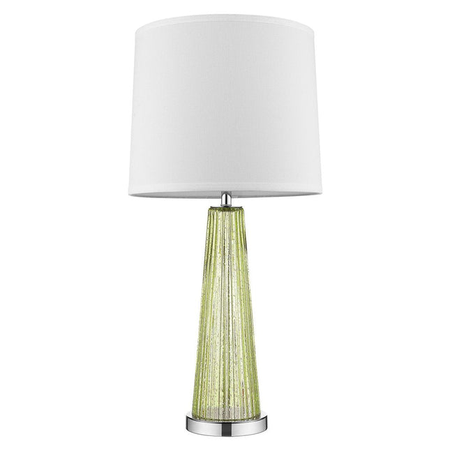 29" Green Glass Buffet Lamp With Off White Empire Shade HomeRoots