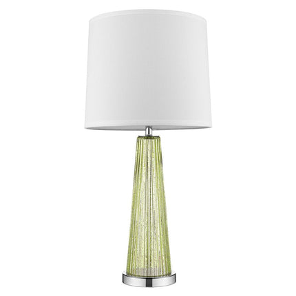29" Green Glass Buffet Lamp With Off White Empire Shade HomeRoots