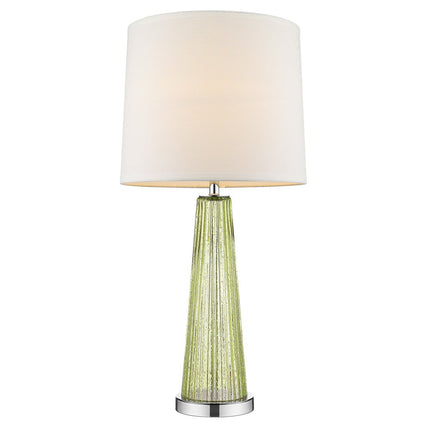 29" Green Glass Buffet Lamp With Off White Empire Shade HomeRoots