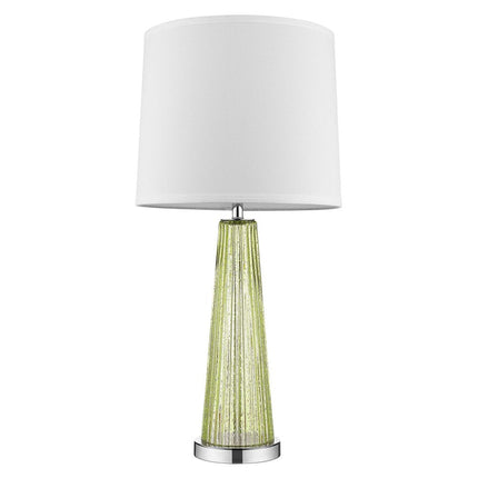29" Green Glass Buffet Lamp With Off White Empire Shade HomeRoots