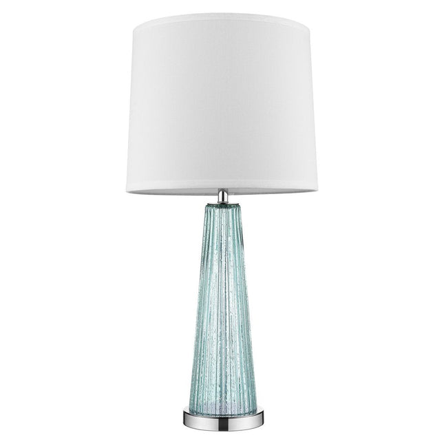 29" Aqua Glass Buffet Lamp With Off White Empire Shade HomeRoots