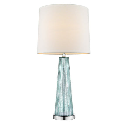 29" Aqua Glass Buffet Lamp With Off White Empire Shade HomeRoots