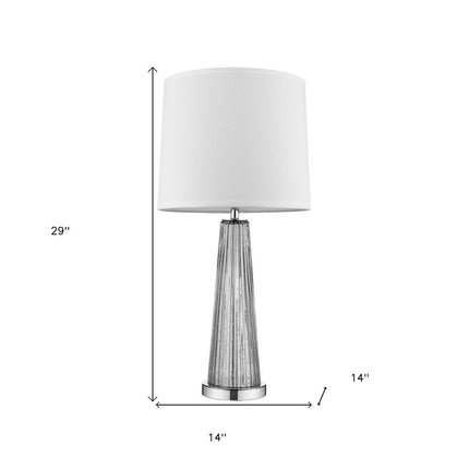 29" Silver Glass Buffet Lamp With Off White Empire Shade HomeRoots
