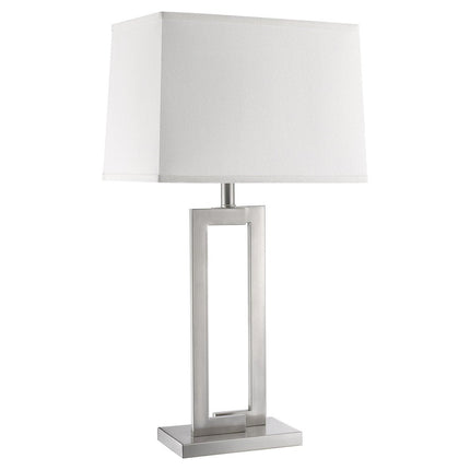 30" Silver Metal Table Lamp With White Rectangular Shade HomeRoots
