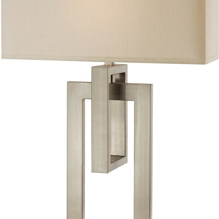 36" Nickel Iron Geometric Table Lamp With Ivory Shade HomeRoots