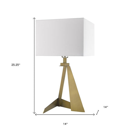 25" Brass Metal Novelty Table Lamp With White Shade HomeRoots