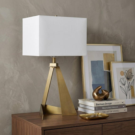 25" Brass Metal Novelty Table Lamp With White Shade HomeRoots