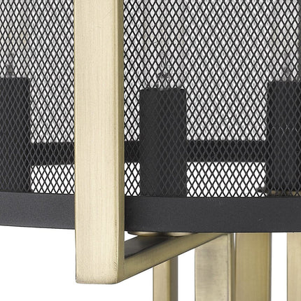 25" Brass Metal Four Light Geometric Table Lamp With Black Drum Shade HomeRoots