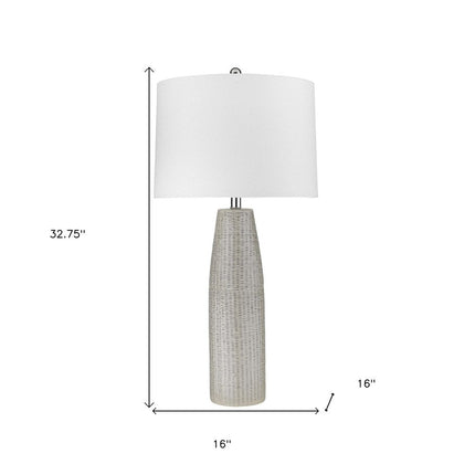 33" Light Gray Ceramic Table Lamp With White Drum Shade HomeRoots