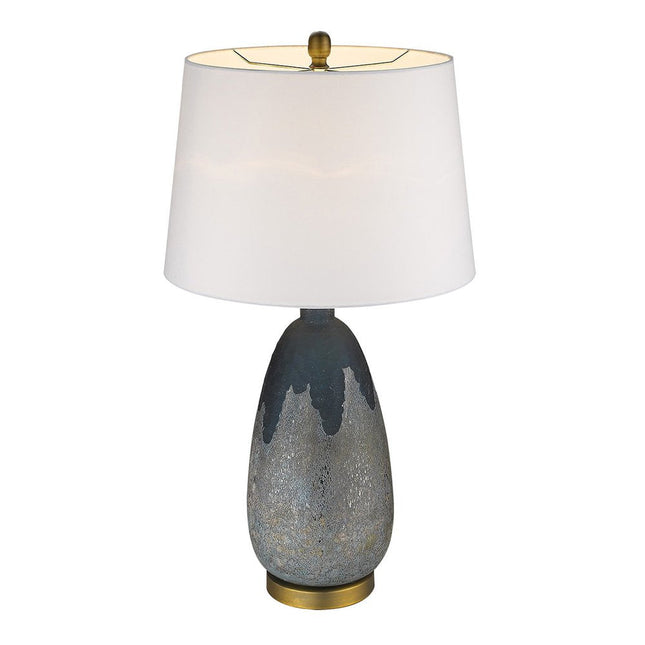 30" Teal Blue Concrete Table Lamp With Cream Empire Shade HomeRoots