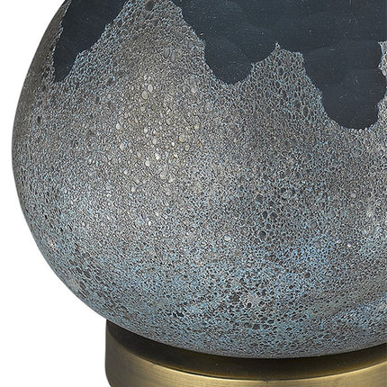 22" Teal Blue Concrete Gourd Table Lamp With Cream Empire Shade HomeRoots