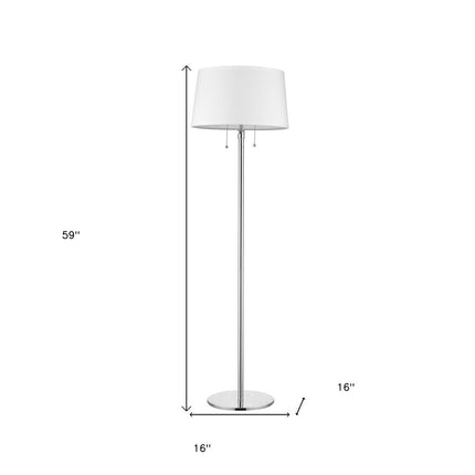59" Floor Lamp With White Linen Empire Shade HomeRoots