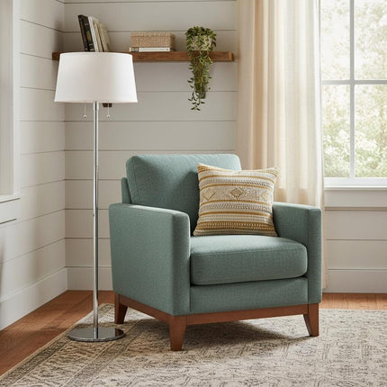 59" Floor Lamp With White Linen Empire Shade HomeRoots