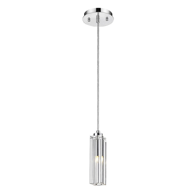 Solo 1-Light Polished Chrome Pendant With Square 4-Sided Cut Crystal Shade HomeRoots