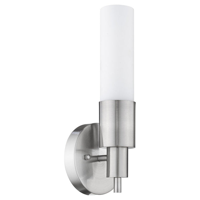 Silver Narrow Wall Light with Frosted Glass Shade HomeRoots
