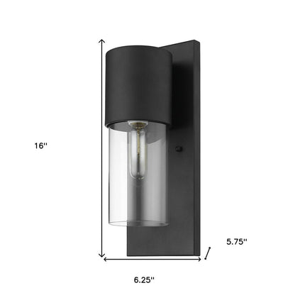 Contemporary Matte Black and Glass Wall Light HomeRoots