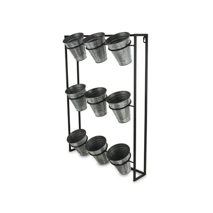 24" X 18" Black And Silver Metal Rectangular Wall Planter HomeRoots
