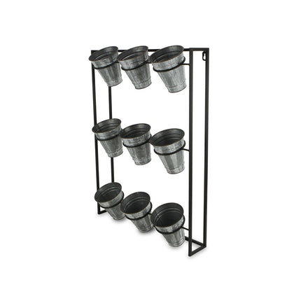 24" X 18" Black And Silver Metal Rectangular Wall Planter