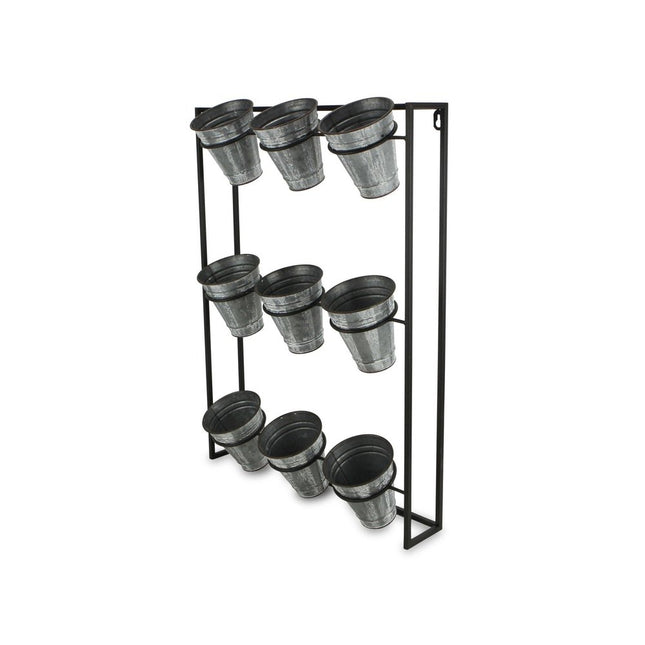 24" X 18" Black And Silver Metal Rectangular Wall Planter