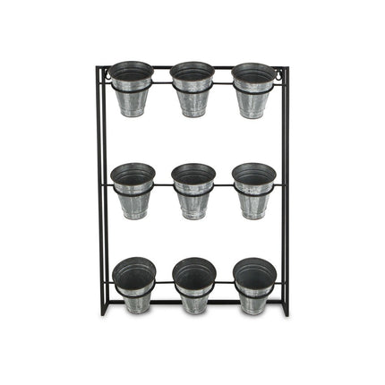 24" X 18" Black And Silver Metal Rectangular Wall Planter