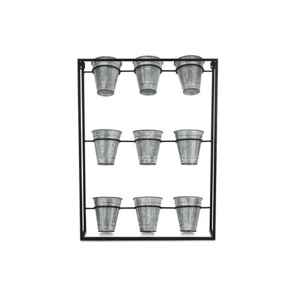24" X 18" Black And Silver Metal Rectangular Wall Planter