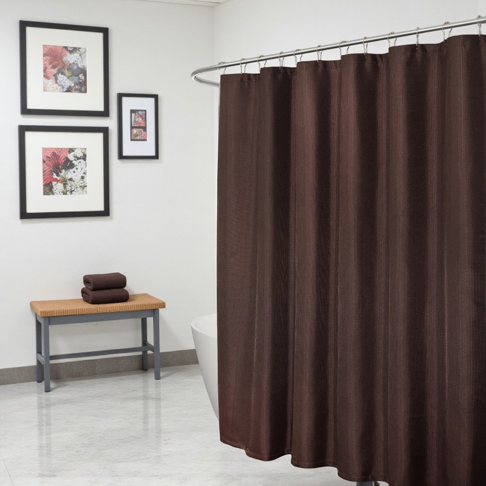 Luxurious Brown Waffle Weave Shower Curtain