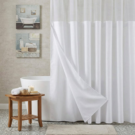 White Sheer and Grid Shower Curtain and Liner Set HomeRoots