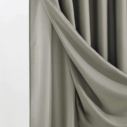 Gray Sheer and Grid Shower Curtain and Liner Set HomeRoots